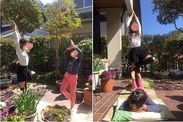 子どもとヨガ　お庭